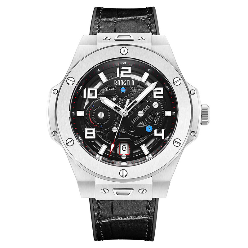 Baogela Men \\\\ Watch Mechanical Watch Automatic Hollow Fashion Men \\\\ Luminous Large Dial 50m Αδιάβροχο ρολόι 2001 Μαύρο
