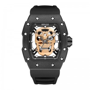 Baogela Skull Tonneau Watch Top Brand Quartz Ανοξείδωτο χάλυβα ρολόγια αδιάβροχο Creative Clock Silicone Strap Wats Rose Rose 4141
