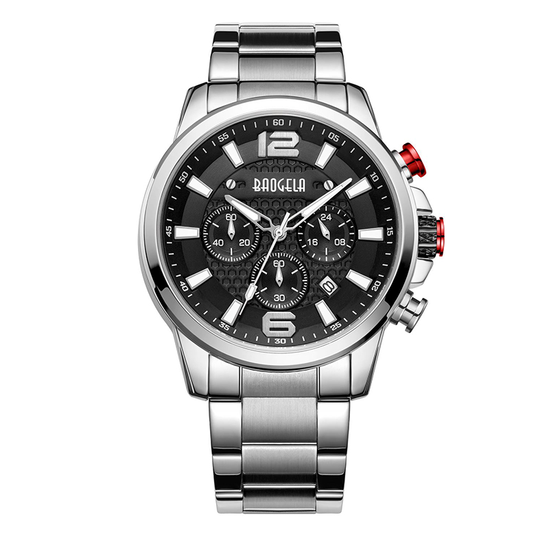 Baogela Watches for Men New Chronograph Quartz Watch Luxury Ανοξείδωτος Χάλυβα Χάλυβα Man Relogios Masculino ч Ar ж мroing 22706