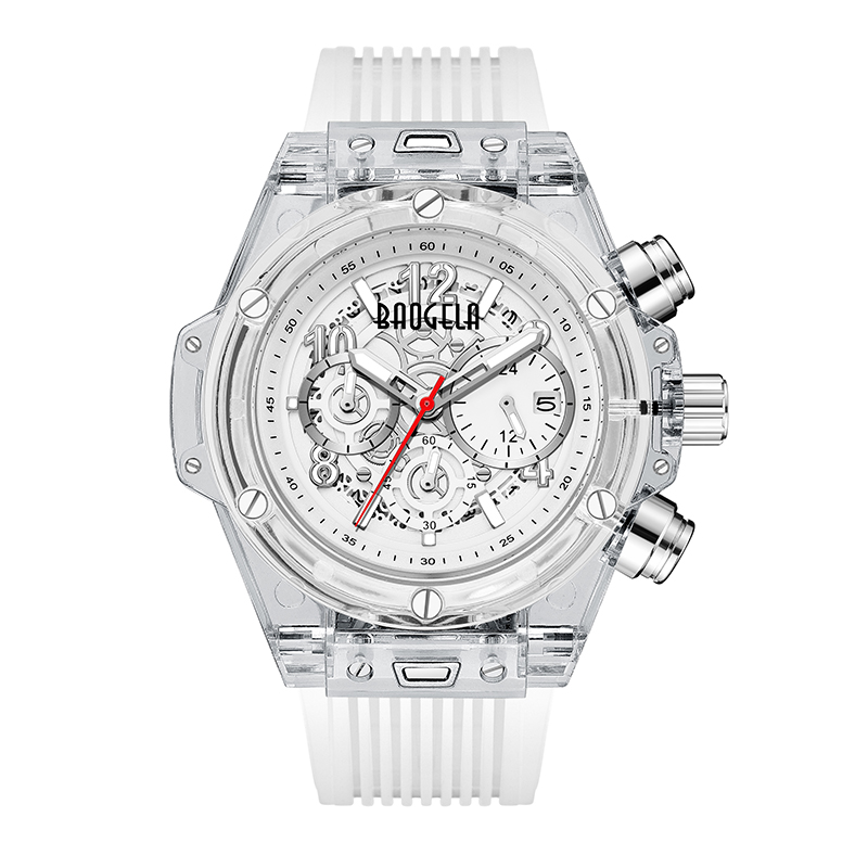 Baogela Brand Full Transparent Watch Luxury Mens Watch Fashion Sports Στρατιωτικό Reloj Creative Men Γυναίκες Χρονογράφος Quartz Watch 20013